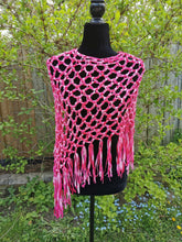 Load image into Gallery viewer, Raspberry Pink, Soft Ribbon Crochet Poncho