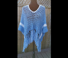 Load image into Gallery viewer, Azul V-Mesh Crochet Poncho