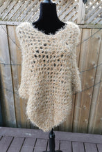 Load image into Gallery viewer, Gold, Beige Crochet PONCHO