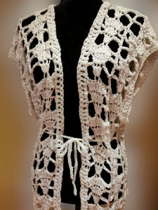 Open Lace Vest in White Opalescent