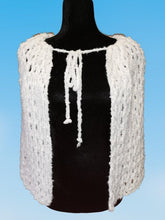 Load image into Gallery viewer, White Cape, Crochet White and Silver Poncho, Crochet Shawl