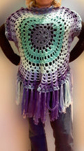Load image into Gallery viewer, BLUE Mandela Circle Top, Crochet Vest, Crochet Cardigan