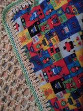 Load image into Gallery viewer, Organic Cotton, Crochet Baby Blanket backed with Flannel