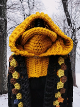 Load image into Gallery viewer, Gold Matrixx Hood, Crochet Matrixx Cowl, TikTok Viral Matrixx Cowl, Hooded Cowl
