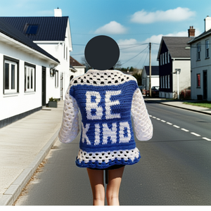 "Be Kind" Granny Square Sweater, Granny Square Cardigan, Crochet Jumper, Colourful Cardigan, Sweater Vest