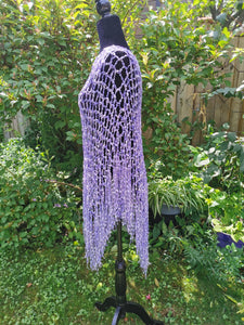 Light Purple, Lilac Diagonal Crochet Poncho