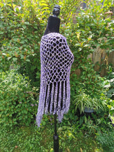 Load image into Gallery viewer, Light Purple, Lilac Diagonal Crochet Poncho
