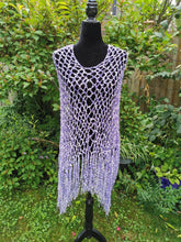 Load image into Gallery viewer, Light Purple, Lilac Diagonal Crochet Poncho
