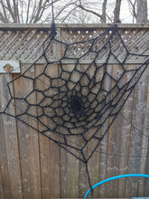 Load image into Gallery viewer, Furry Crocheted Spider Web: 6ft Halloween Decor
