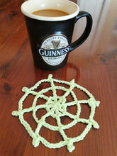Load image into Gallery viewer, Glow in the Dark Crochet Spider Web Coaster Set, Spooky Decor
