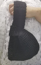 Load image into Gallery viewer, Crochet Japanese Knot Purse, Black Metallic Sparkle Mini Evening Bag
