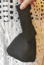 Load image into Gallery viewer, Crochet Japanese Knot Purse, Black Metallic Sparkle Mini Evening Bag
