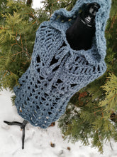 Load image into Gallery viewer, Crochet Hooded Poncho: Night Sky Lace Cape
