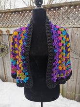 Load image into Gallery viewer, Crochet Granny Square Cardigan: Rainbow Hexagon Jacket
