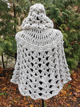 Load image into Gallery viewer, Hooded Crochet Cape, Poncho with Hood
