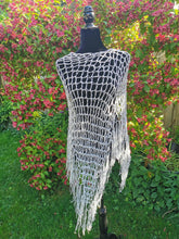 Load image into Gallery viewer, Crochet Rhinestone Poncho: White Iridescent Sparkle, Handmade
