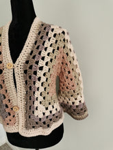 Load image into Gallery viewer, Cropped Crochet Granny Square Cardigan: Pastel Hexagon Jacket
