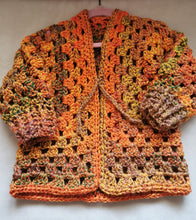 Load image into Gallery viewer, Children Crochet Cardigan, Toddler Autumn Sweater, Boho-Chic Acrylic Knit, size 5-10
