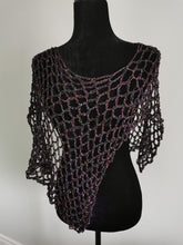 Load image into Gallery viewer, Purple Sequin Poncho, Crochet Mesh Cape, Vintage yarn
