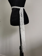 Load image into Gallery viewer, Crochet Sequin Skinny Scarf, White Sequin Neck Tie
