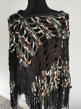 Load image into Gallery viewer, Fringe Camo Poncho, Block Pattern
