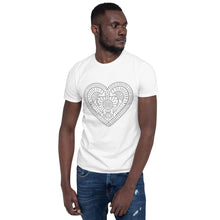 Load image into Gallery viewer, Short-Sleeve Unisex T-Shirt with Crochet Heart
