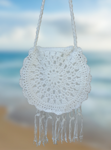 Boho Cotton Wedding Bag, Crochet Purse, Circle Bag