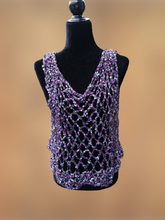 Load image into Gallery viewer, Crocheted CROP Tank Top, Purple Cover Up
