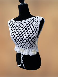 Flower Power Crop Top, White Cover Up by Claudia's Crochet Creations