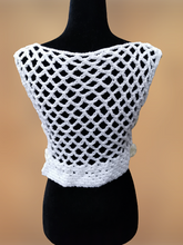 Load image into Gallery viewer, Flower Power Crop Top, White Cover Up by Claudia&#39;s Crochet Creations
