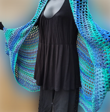 Load image into Gallery viewer, Hygge - Soft Cocoon Shrug in Ocean Blue &amp; Green
