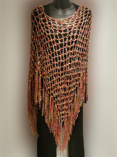 Load image into Gallery viewer, Red Gold Diagonal Poncho - Asymmetrical Poncho
