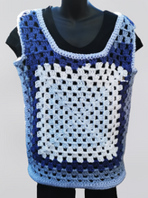 Load image into Gallery viewer, Granny Square Vest in Blue - Claudia&#39;s Crochet
