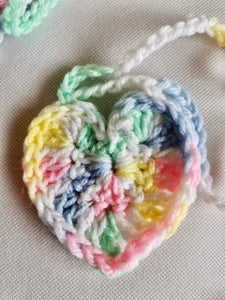 Pastel Vintage Crochet Heart Garland