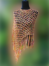 Load image into Gallery viewer, Red Gold Diagonal Poncho - Asymmetrical Poncho
