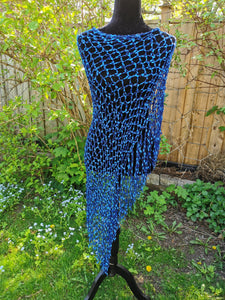 Indigo Blue Diagonal Poncho by Claudia's Crochet Creations