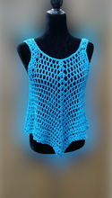 Load image into Gallery viewer, Blue Lacy Crochet Tank Top, Cover Up
