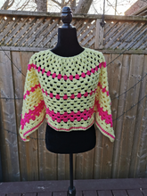 Load image into Gallery viewer, Yellow and Pink Granny Square PONCHO
