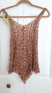 Bronze Crocheted Cover Up, Tank Top, Crochet Dress