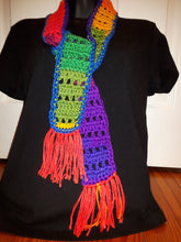 Load image into Gallery viewer, Rainbow Crochet Belt, Rainbow Scarf
