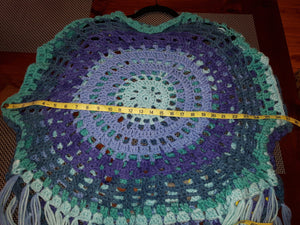 BLUE Mandela Circle Top, Crochet Vest, Crochet Cardigan