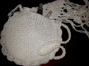 Boho Cotton Wedding Bag, Crochet Purse, Circle Bag