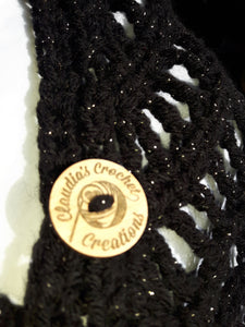 Black and Gold Cardigan, Crochet Cardigan