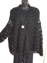 Load image into Gallery viewer, Black and Gold Cardigan, Crochet Cardigan
