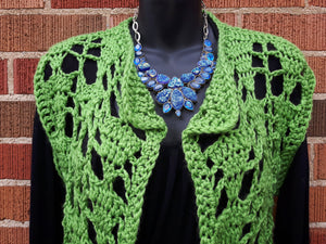 Green Lacy, Long Crochet Vest, Crochet Maxi Boho Vest