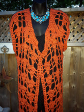 Load image into Gallery viewer, Burnt Orange, Long, Lacy Vest
