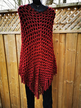 Load image into Gallery viewer, Long Burgundy Crochet Poncho, Boucle Poncho
