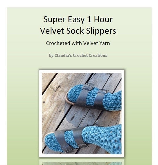 Velvet Sock Slippers - Claudia's Crochet