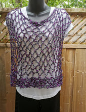 Load image into Gallery viewer, Crocheted CROP Tank Top, Purple Cover Up

