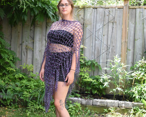 XL Purple Diagonal Crochet Poncho - ClaudiasCrochet